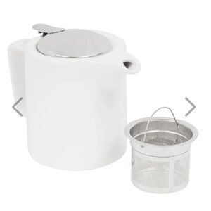 Teapot w/ Lid & Infuser Basket, White | Service Ideas 16 oz Washington-Style